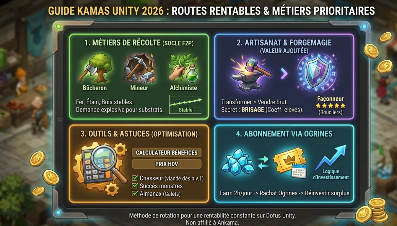 Guide ultime Kamas & métiers Unity