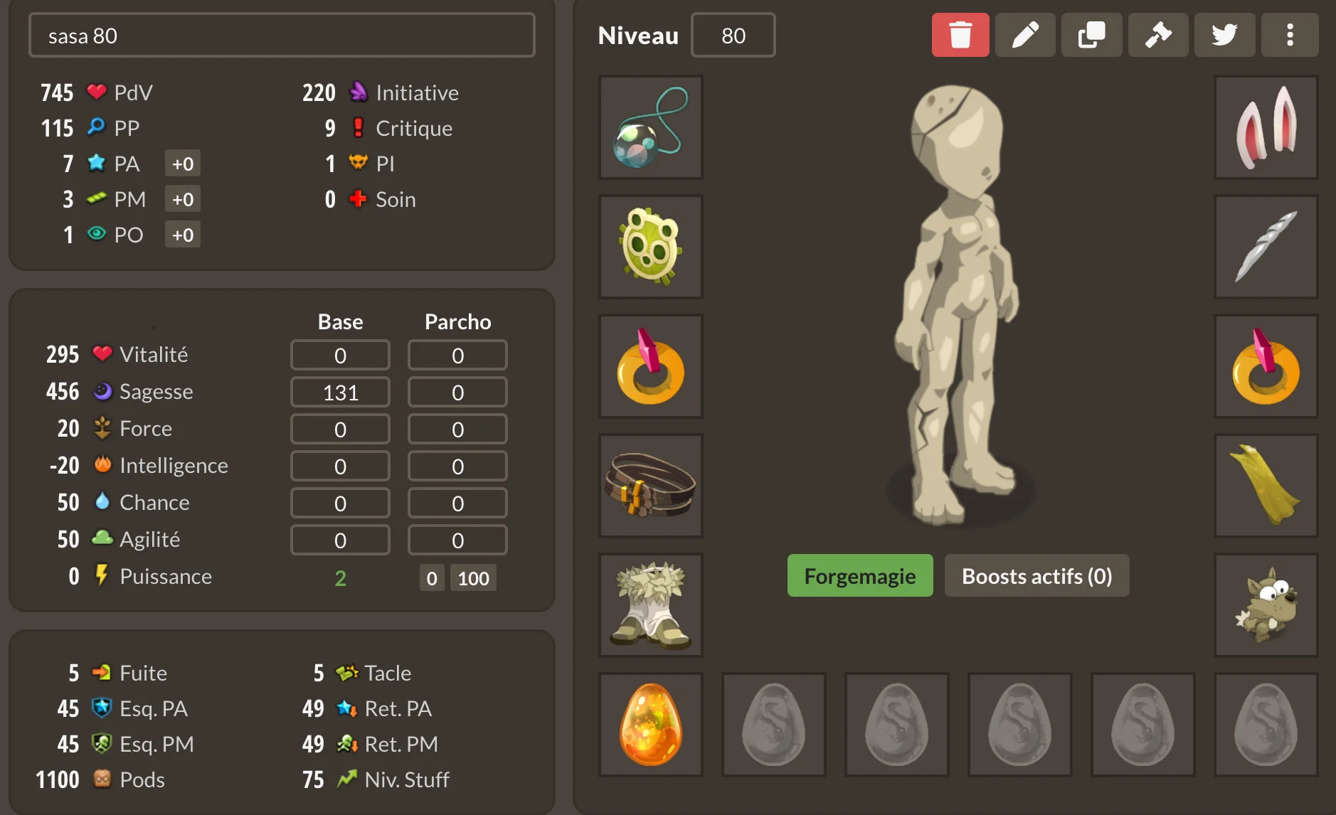 Stuff sagesse niveau 80